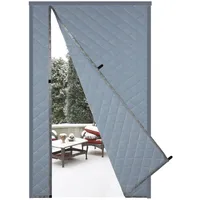 Risareyi Magnet Wärmeschutzvorhang Tür 110x200cm, Grau PU Leder, Reversibile Türvorhang Thermo Kälteschutz, Seitliche Öffnung Kälteschutzvorhang für Haustür Balkontür