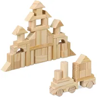 Relaxdays Holzbausteine, 100 Stück, - Hellbraun