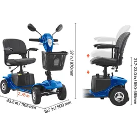 Vevor 4-Rad Elektromobil für Senioren klappbar 25 km Blau