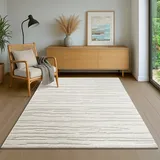 the carpet Everest - Moderner Kurzflor Teppich Hoch-Tief-Struktur, 3D-Effekt, weiche Oberfläche und hohe Flordichte, ideal für Wohnzimmer & Schlafzimmer, Abstraktes Design, Creme, 160 x 230 cm