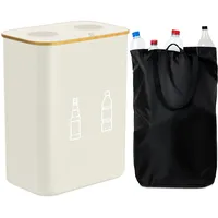 Relaxdays Pfandflaschen Sammelbehälter 160l, Beige,Weiß,Hellbraun