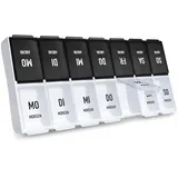 AUVON Tablettenbox 7 Tage Morgens Abends, Handlicher Tablettenbox mit Großen Separaten Fächern für Medikamente, Vitamine, Fischöl, Nahrungsergänzungsmittel usw.