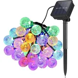 Forever Light Solar Lichterkette LED transparente Kugeln SCB61 6,5m 30 Kugeln bunte Beleuchtung Garten, Terrasse Party IP65