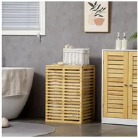 Homcom Bambus Wäschekorb mit 63 l Wäschesammler mit Deckel