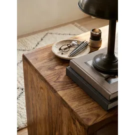 KADIMA DESIGN Schreibtisch TEKO: Massivholz Sheesham, Stauraum, abgerundete Ecken, stabil. Braun, 120x60x76 cm