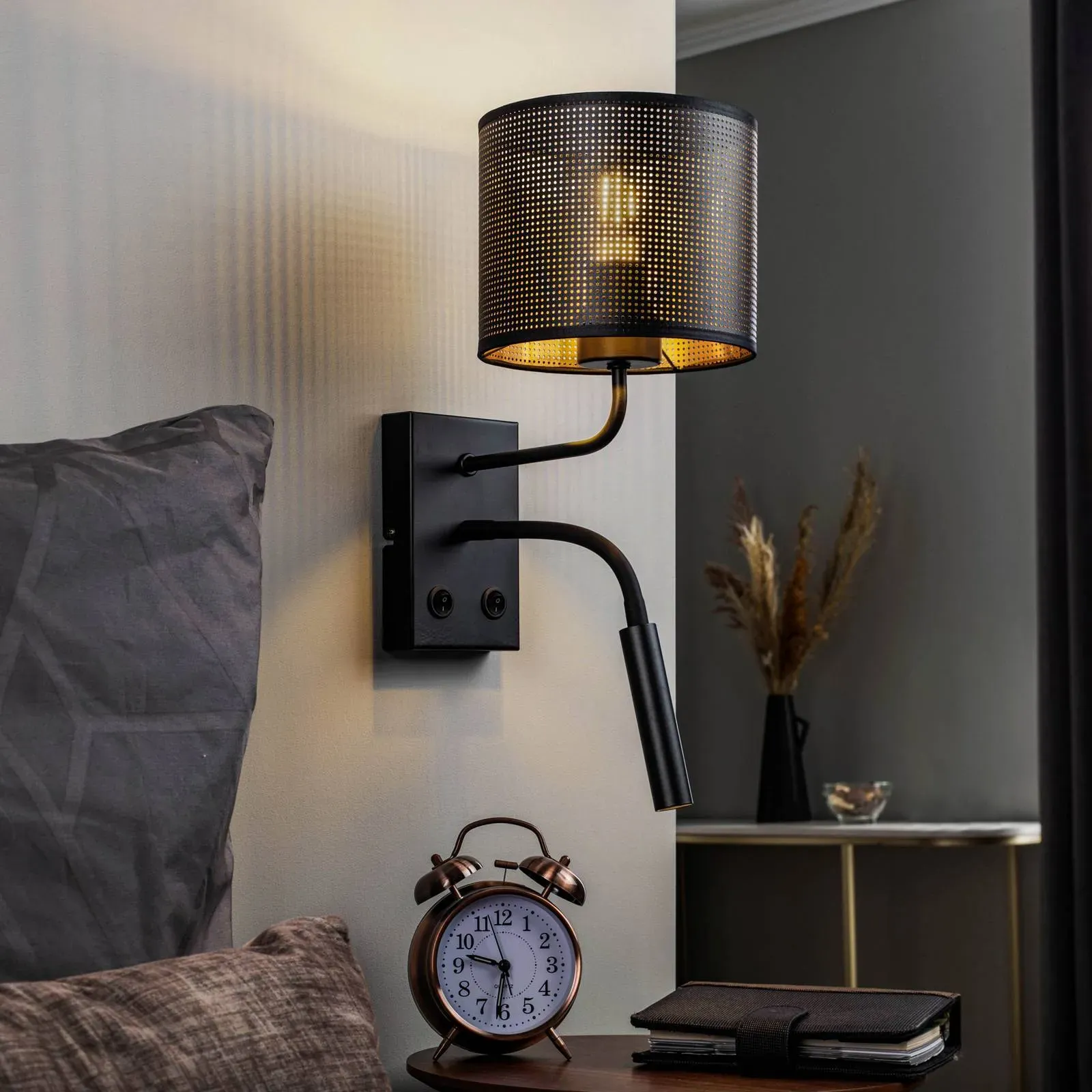 Wandlampe Jovin Luminex, schwarz, für Wohn- / Esszimmer, Metall, Modern, Wandleuchte, Wandlampe Innen - 38 cm - 18 cm - 24 cm