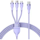 Baseus Flash Series 2 Drei-in-Eins-Kabel USB-C + Micro-USB + Lightning Lila 100 W, 1,5 m (CASS030205)