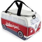 BRISA VW Collection - Volkswagen isolierte Kühl-Wärme-Thermo-Picknick-Lunch-Tasche-Box für Lebensmittel im T1 Bulli Bus Design (Weiß & Rot/25 Liter)