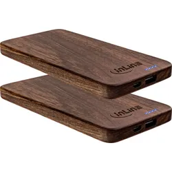 InLine 2er woodplate - USB Powerbank 5.000mAh - mit LED Status Anzeige - Echthol