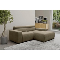 DOMO collection Ecksofa Brandon kleine Ausführung B/T/H: 214/100/80 cm, Mit Kopfteilverstellung, auch in Leder und Cord, L-Form braun 214 cm x 80 cm x 175 cm