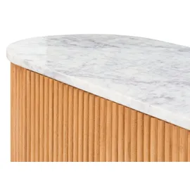 MASSIVMOEBEL24.DE Barcelona TV-Board 220x36x51 Natur Lackiert/Marmor Weiß Metall/Massivholz