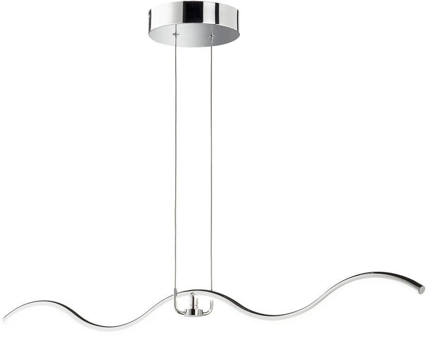 Pendelleuchte Hängelampe Esstischleuchte, Designlampe mit magnetischem Element, Wellenform, Metall, chrom, LED 1350lm 4000K neutralweiß, BxL 21x111cm