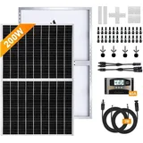 Balkonkraftwerk 200Watt 12Volt Mono Solarpanel Photovoltaik Solaranlage Solar Set Solarmodul für Wohnmobil/Haus/Balkon