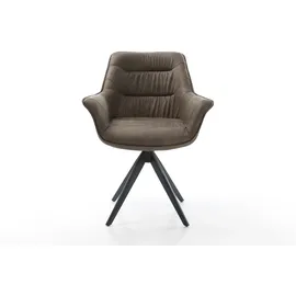 DeLife Polsterstuhl Kaira-Flex Kreuzgestell kantig Schwarz Mikrofaser Taupe Vintage