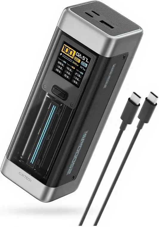 CUKTECH NO.20 Powerbank 25.000 mAh, 140 W USB-C, tragbares Laptop-Ladegerät, 3-Port PD 3.1 Schnellladen, P23, Farbe: Grau