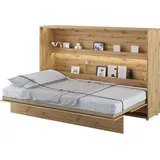 meblini Schrankbett Bed Concept - Wandbett mit Lattenrost - Klappbett mit Schrank - Wandklappbett - Murphy Bed - Bettschrank - BC-05-120x200cm Horizontal - Artisan Eiche