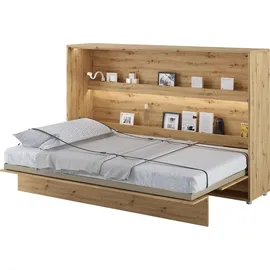 meblini Schrankbett Bed Concept - Wandbett mit Lattenrost - Klappbett mit Schrank - Wandklappbett - Murphy Bed - Bettschrank - BC-05-120x200cm Horizontal - Artisan Eiche