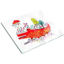 Tulup GLASPLATTE 60x52 cm Buntes Krokodil