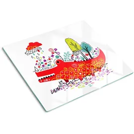 Tulup GLASPLATTE 60x52 cm Buntes Krokodil
