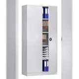 G-Office Aktenschrank, Stahl, 92 x 42 x 195 cm, vier Regalböden, abschließbar, grau
