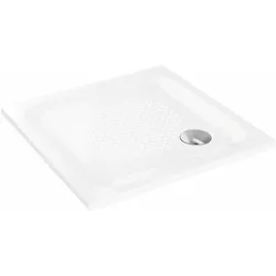 Duschwanne PLATINA 900x1000x25 aus Stahl Ablauf seitlich inklusive Schallschutz weiß