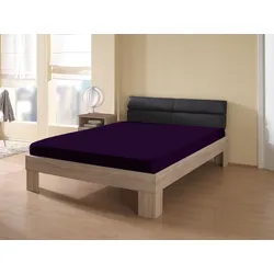 Spannbettlaken KUM "Interlock-Jersey Spannbetttuch", lila (beere), B:140-160cm L:200cm, Interlock-Jersey, Obermaterial: 100% Polyester, Laken, Interlock-Jersey Spannbetttuch