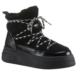 Winterboots TAMARIS, Damen, Gr. 40, schwarz, Textil, Lacklederimitat, casual, Schuhe, Plateau, Winterstiefelette, Outdoorschuh mit Duo-Tex-Ausstattung