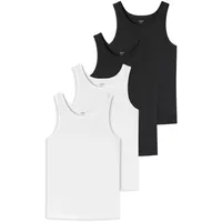 SCHIESSER UNCOVER by SCHIESSER Herren Unterhemd 4er Pack - Serie "Uncover", Rundhals Schwarz / Weiß 3XL