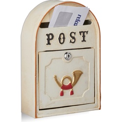 Relaxdays, Briefkasten, Briefkasten antik mit Posthorn