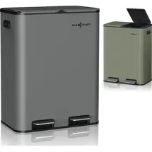 MAXCRAFT Mülleimer / Treteimer mit Soft Close Deckel und 2 Inneneimern - 60 Liter in Anthrazit