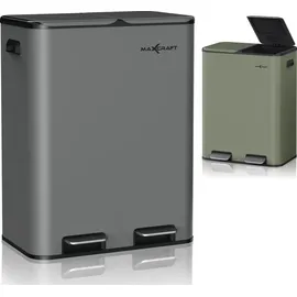 MAXCRAFT Mülleimer / Treteimer mit Soft Close Deckel und 2 Inneneimern - 60 Liter in Anthrazit