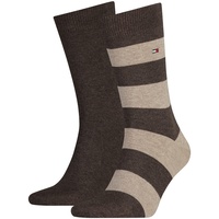 Tommy Hilfiger Herren Socken - Rugby Sock, Strümpfe, Streifen, uni/gestreift, Braun 43-46