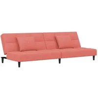 vidaXL Schlafsofa 2-Sitzer mit 2 Kissen Rosa Samt