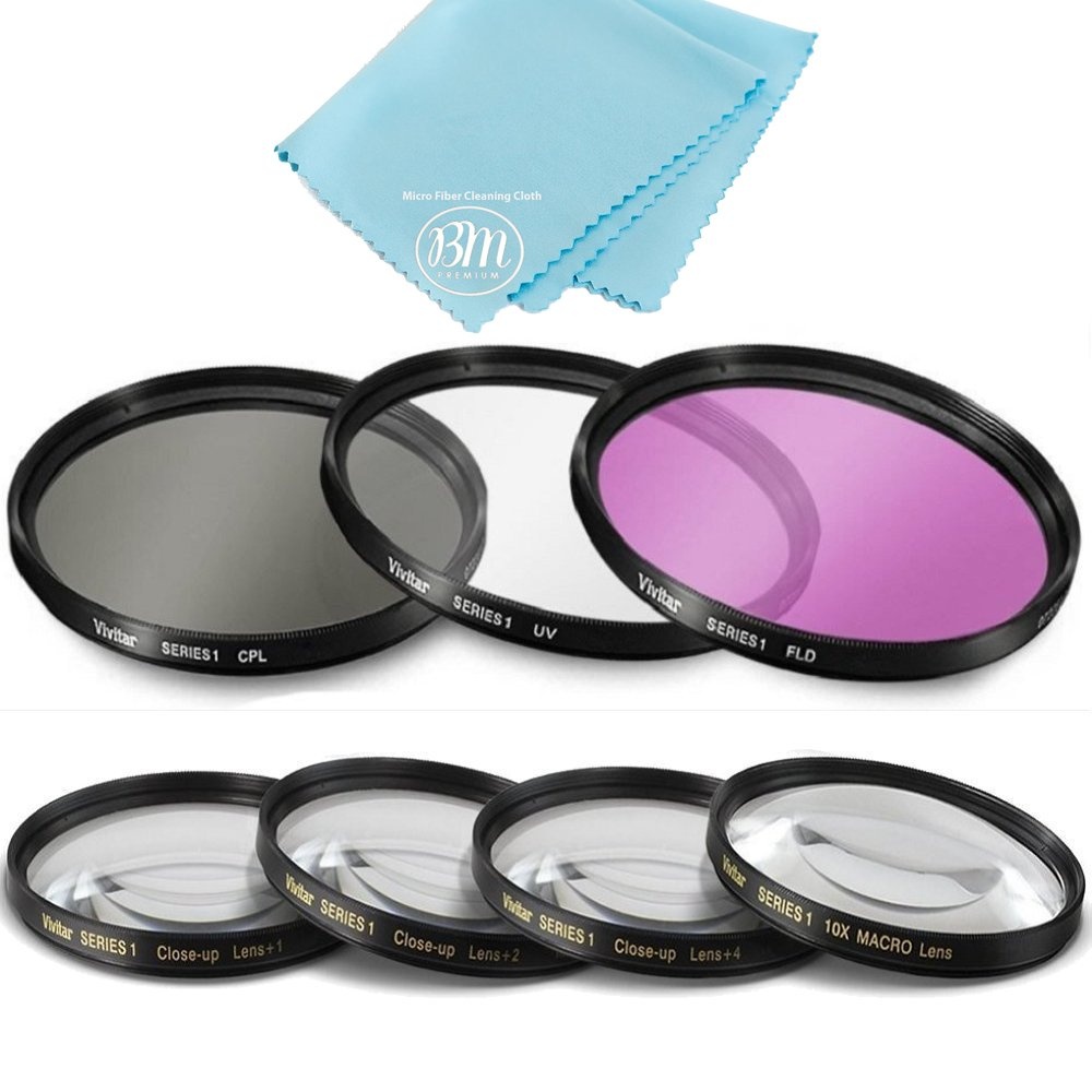 77 mm Filterset für Nikon Coolpix P1000 16.7 Digitalkamera – inkl. 3 PC-Filter-Set (UV-CPL-FLD) und 4 Close-Up-Filter-Set (+1+2+4+10)