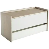 Dmora Truhenbank Lantana, Moderne Eingangsmöbel mit Schuhregal, Koffertruhe mit
