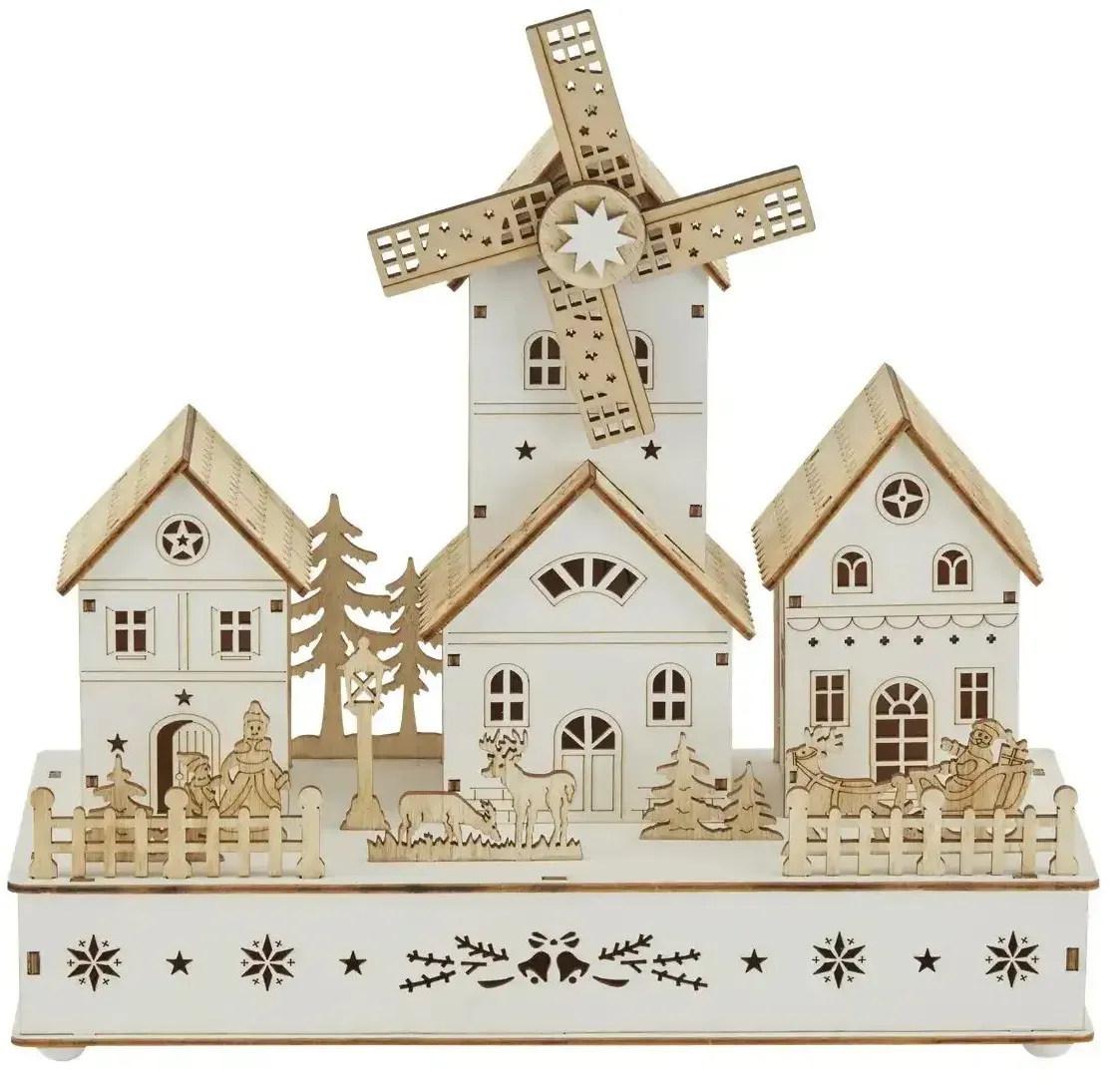 LED Holzwindmühle   ¦ weiß ¦ Holzwerkstoff,Kunststoff ¦ Maße (cm): B: 28 H: 26,5