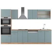 Vicco Küchenzeile R-Line 300 cm Blau-Grau/Goldkraft Eiche