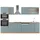 Vicco Küchenzeile R-Line 300 cm Blau-Grau/Goldkraft Eiche