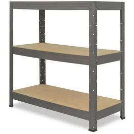 shelfplaza PRO 90x100x30 cm Schwerlastregal grau mit 3 Böden und 200 kg Traglast pro Boden