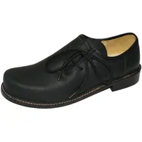 Trachtenschuhe Herren Haferlschuhe Trachten-Schuhe Leder braun schwarz Ledersohle Schnürschuhe Tanzschuhe Lederschuhe glatte Sohle für Tänzer Plattler zur Lederhose zum Tanzen, Größe:41, Farbe:schwarz - 41 EU