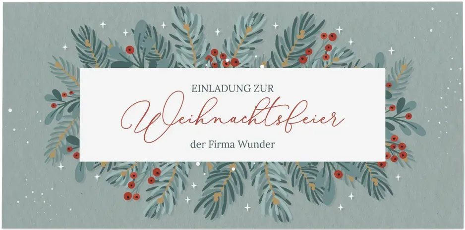 Einladung Weihnachtsfeier selbst gestalten - Funkelnde Weihnachten - Grün | Wunderkarten.de