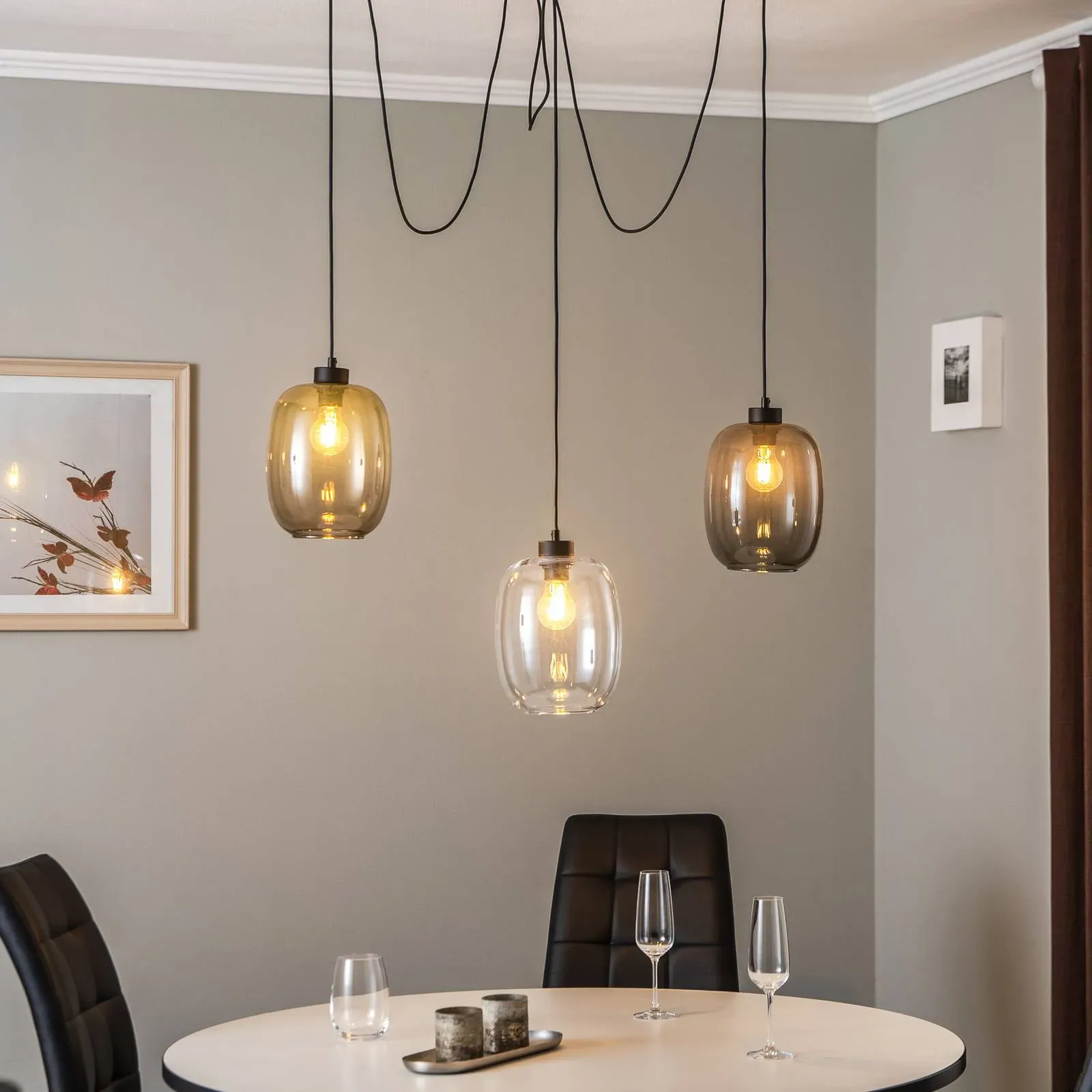 Glas Hängelampe Elio TK Lighting, dimmbar, klar / transparent, für Wohn- / Esszimmer, Glas, Modern, Pendelleuchte - cm - cm - cm
