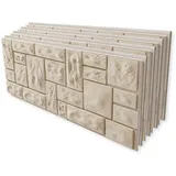 HEXIM Fassadenpaneele 4 Stück 121x50cm EPS Styropor Acrylbeschichtung Steinoptik Weiß - 3D Fassadenverkleidungen Innen- & Außenbereich UV-beständig für Hausfassaden (2,42m2 FP206)