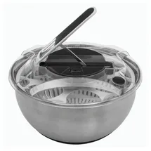 5five simply smart Salatschleuder mit Hebel 3,5 Liter Edelstahl Silber