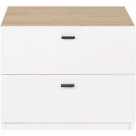 Beliani Nachttisch Edison 39 x 52 x 43 cm Weiß/Braun