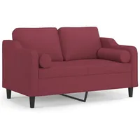 VidaXL 2-Sitzer-Sofa mit Zierkissen Weinrot 120 cm Stoff