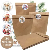 Adventskalender zum befüllen - 24 XL Kraftpapiertüten mit Aufklebern für den individuellen Weihnachtskalender – Zum Selbstgestalten und Befül...