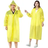 Colexy Regenponcho mit Kapuze, Wasserdicht Regenjacken Regencape Unisex, Wiederverwendbar Regenponcho Fahrrad Poncho Multifunktionaler Regenmantel für Wandern Radfahren Camping und Reisen (Gelb) - M