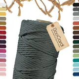 BooGardi Makramee Garn · Dunkelgrau 5mm x 100m · 3mm oder 5mm · viele Farben · Baumwollkordel · Baumwollgarn · DIY Bastelkordel · Kordelband