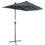 Outsunny Halbrunder Wand-Sonnenschirm Kurbel 7 Streben Stahl-Kreuzbasis 180g/m2 Polyester 2x1,9m Grau